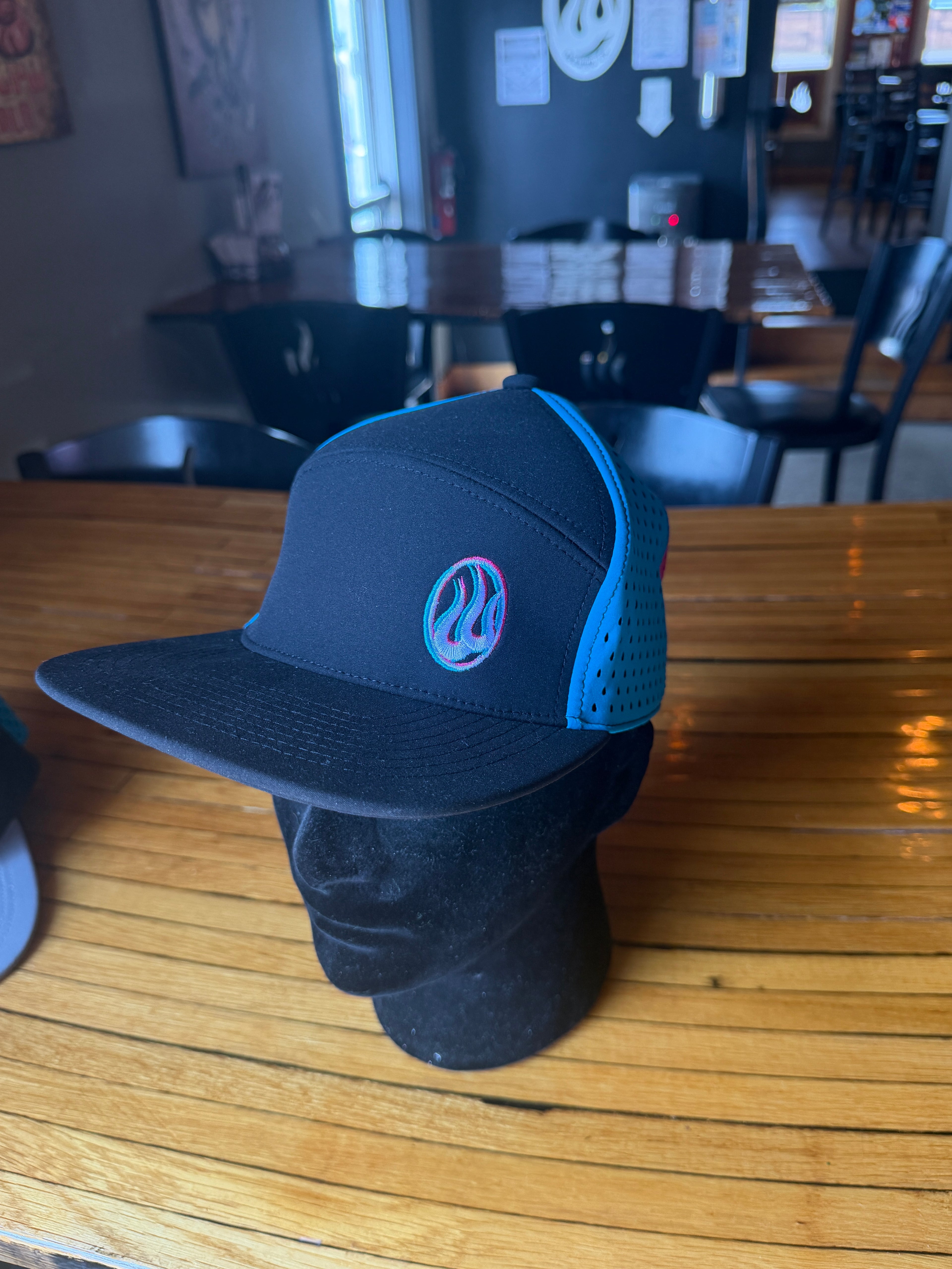 Black With Blue and Fuschia Snapback