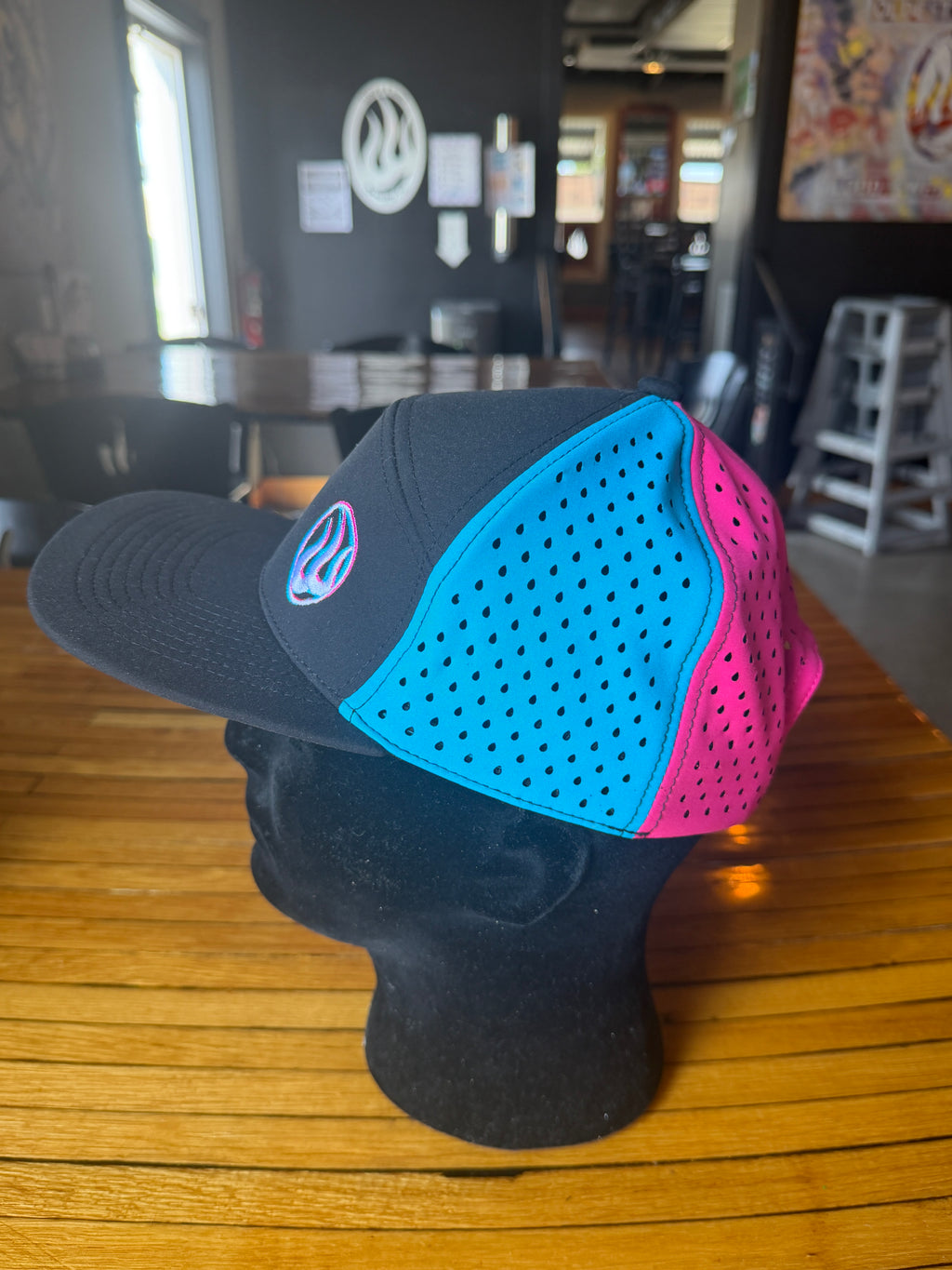 Black With Blue and Fuschia Snapback