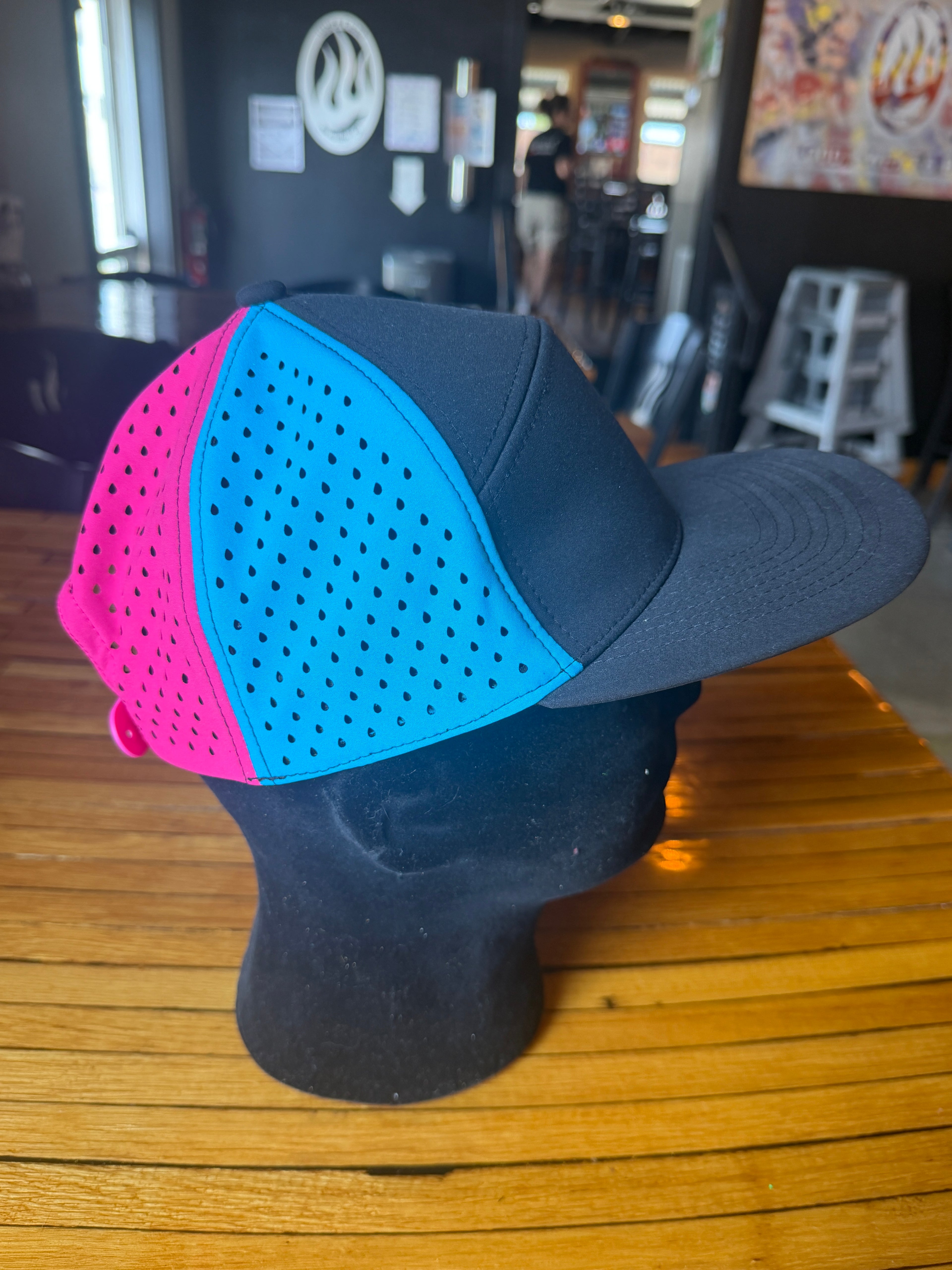 Black With Blue and Fuschia Snapback